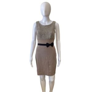 Bailey 44 Tan and Black Dress with Bow Accent Sz S